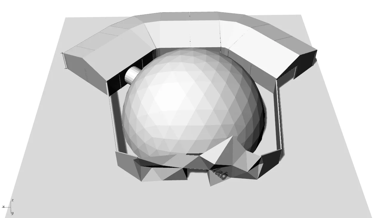 Cutaway rendering showing the dome inside the LAB architecture